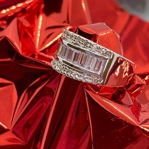 Crystal encrusted silver ring